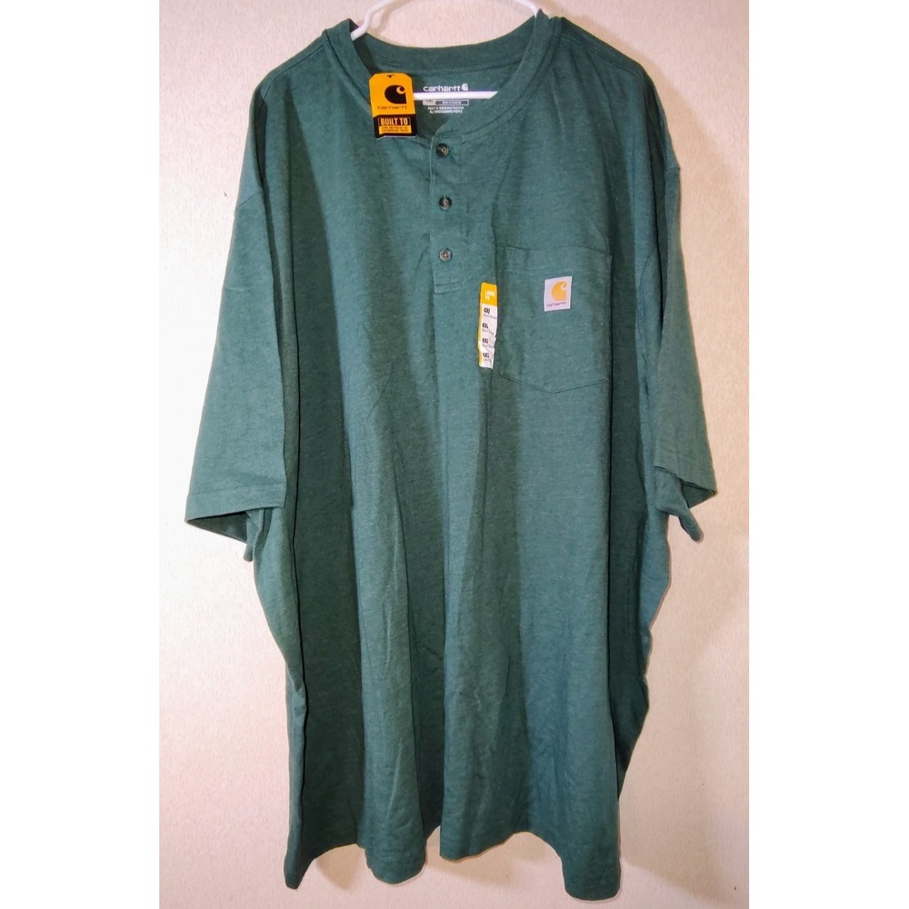NEW Carhartt Heather Green Men's Loose Fit Pocket Heavy Workwear Henley Shirt 4X
